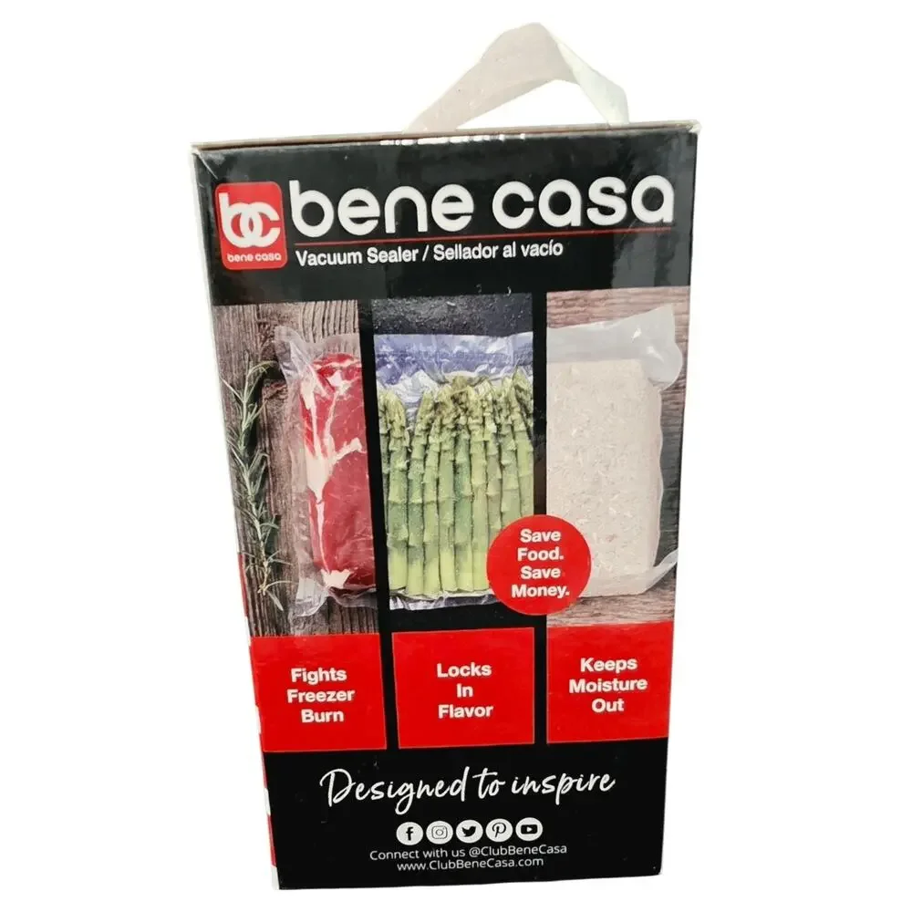 Bene Casa BC-99733 Vacuum Sealer Black New in Box with 5 Bags Included